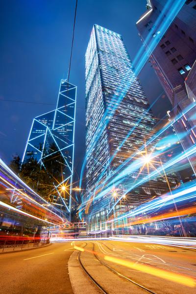 City Traffic Light Trail in Hong Kong