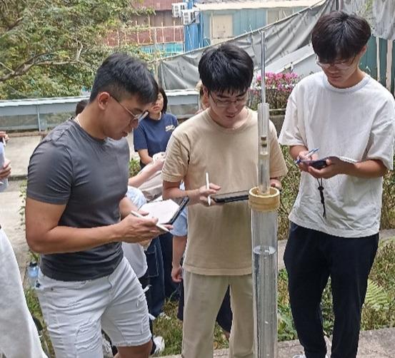 Students doing practical work and testing on campus