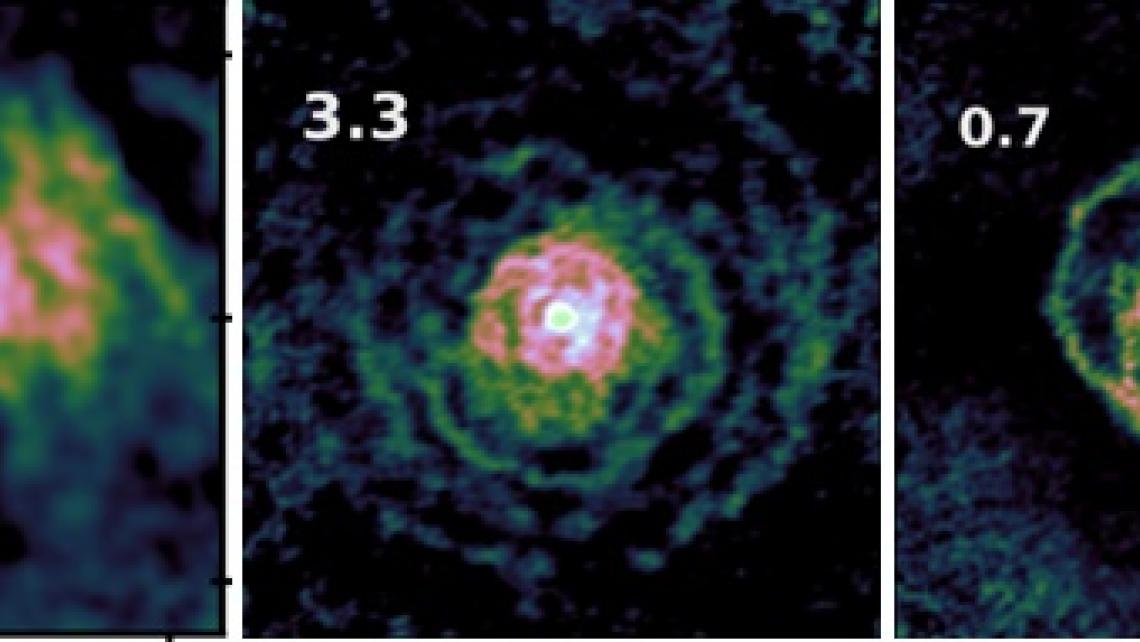 From left to right: images of the stars  p1 Gru, W Aql and R Aql